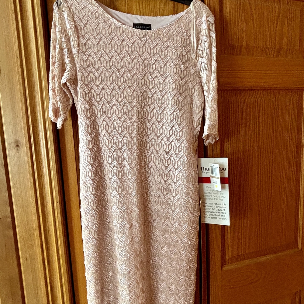 Connected Apparel Blush Lace Midi Dress